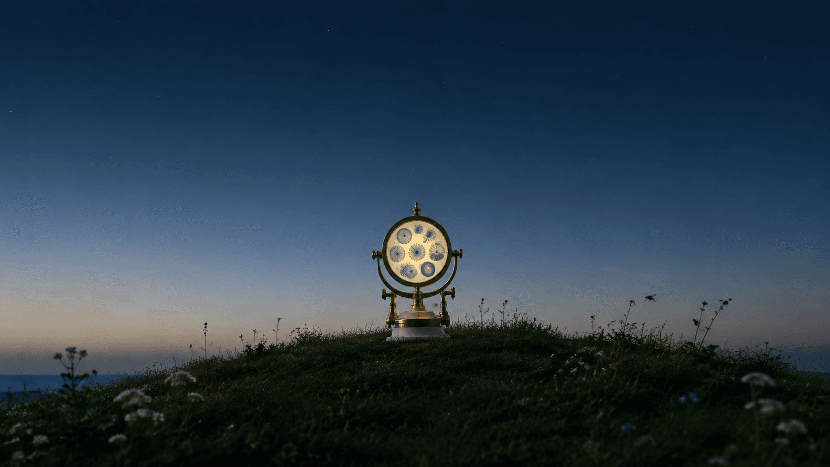 A botanical field observatory at twilight